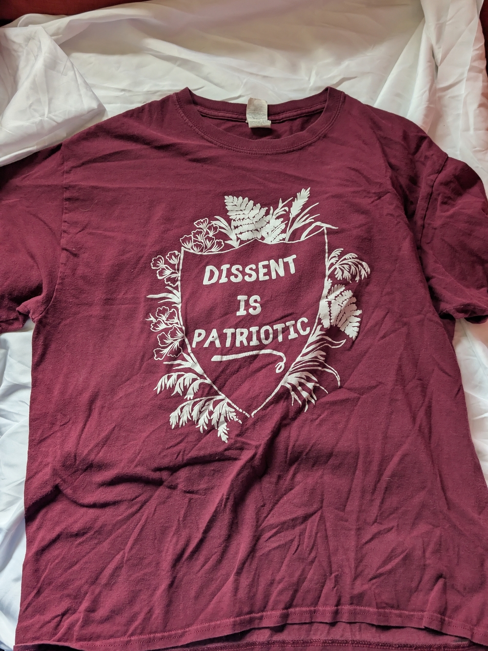 Maroon Graphic Tee "Dissent Is Patriotic"